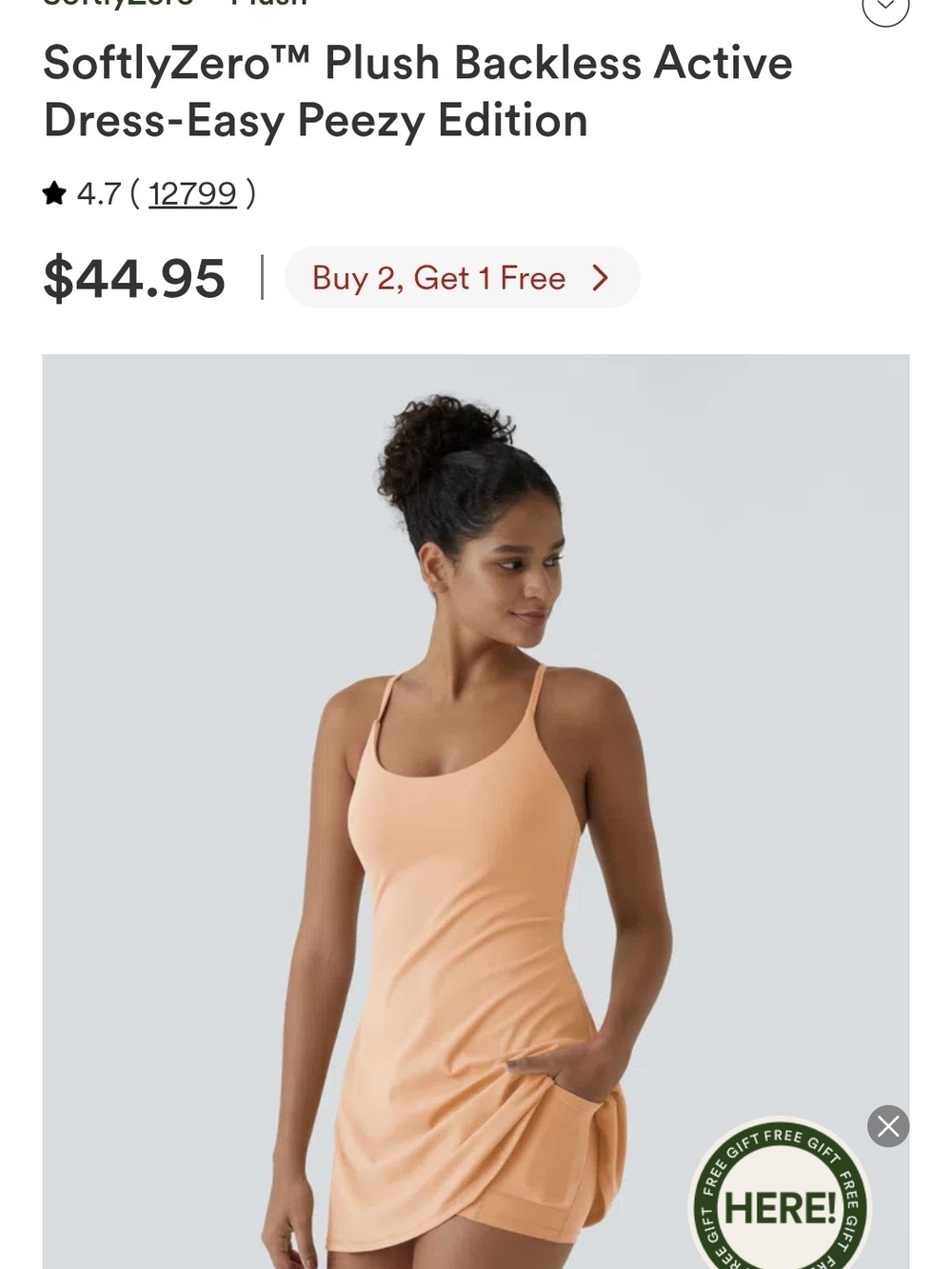 Halara Softly Zero Dress Easy Peezy Attached Shorrs